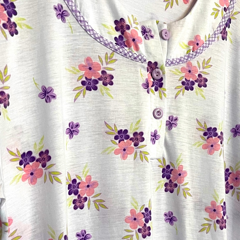 Vintage Long Floral Nightgown with Purple Accents Modest Size XXL NWOT - Picture 6 of 7